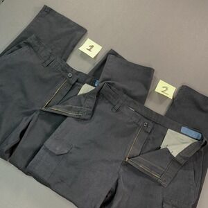 Cintas Cargo Pants Mens 38x33 Black ComfortFLEX Canvas Relaxed Workwear Lot Of 2